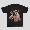Relaxed Street-style Pure Cotton Short-sleeve T-shirt with Direct-printed Portrait Graphics and Boxing Short Sleeves Tops