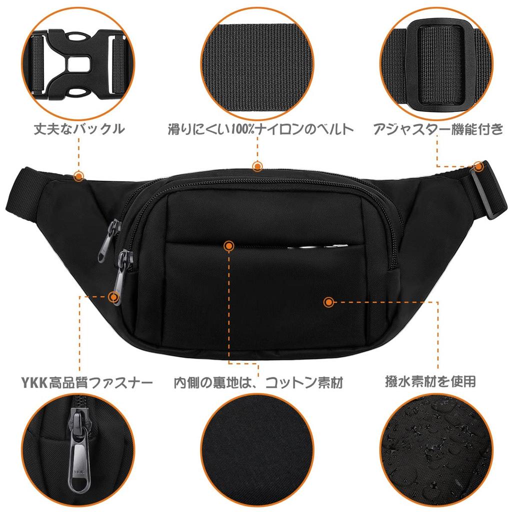 HOUSMART Waist Pouch for Men and Running Pouch with YKK Large Fits Digital iPad Mini iPhone 7 and Water Perfect for and 4 Lightweight Women, Zipper,