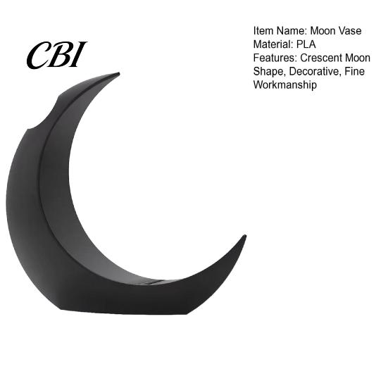 Vaso Bianco e Nero Stampato 3D Fiore di Luna, Moderno Decorativo a Falce Portafiori Secchi Contenitore per Tavolo Soggiorno Decorazione Centrale