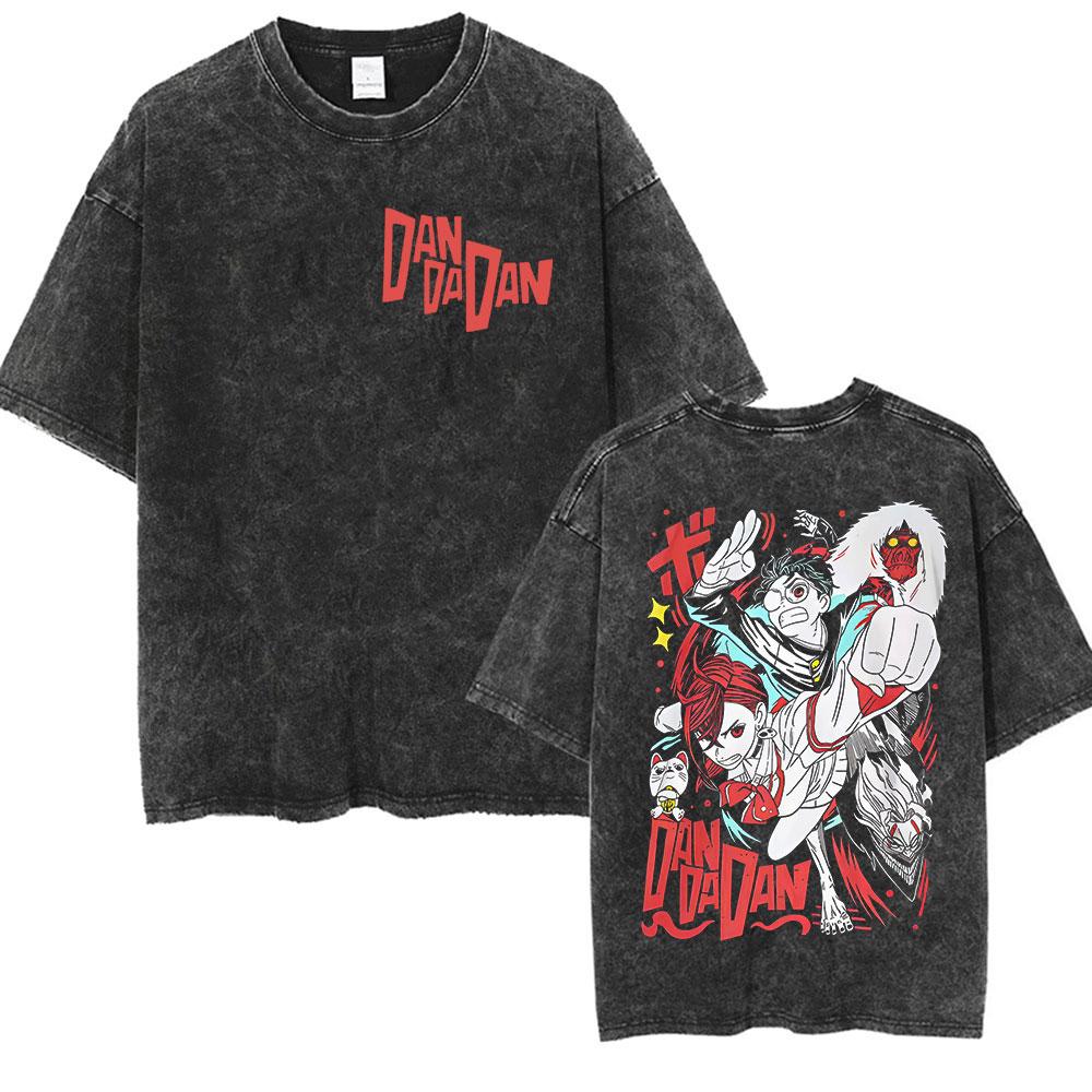 

Vintage Washed Anime Dandadan Okarun Dan Da Dan Graphic Tee Shirt Mens Women Summer Loose ONeck Short Sleeve Tshirt Streetwear S