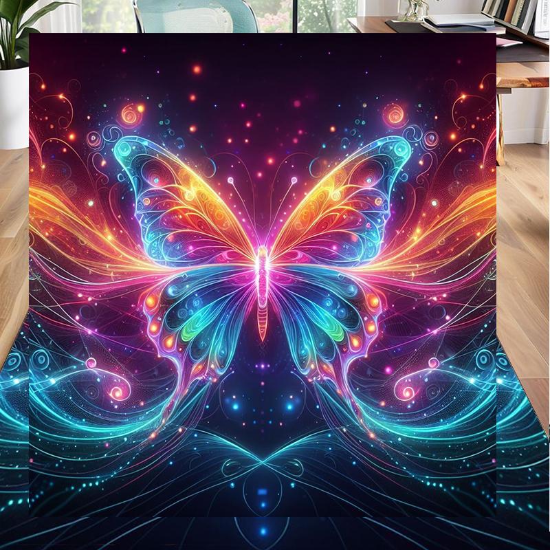 Neon Butterfly Dreamscape Office Rug Chair Mat, Entryway Carpet, Suitable for Front Door, Bedroom, Living Room, Desk, Holiday Gift