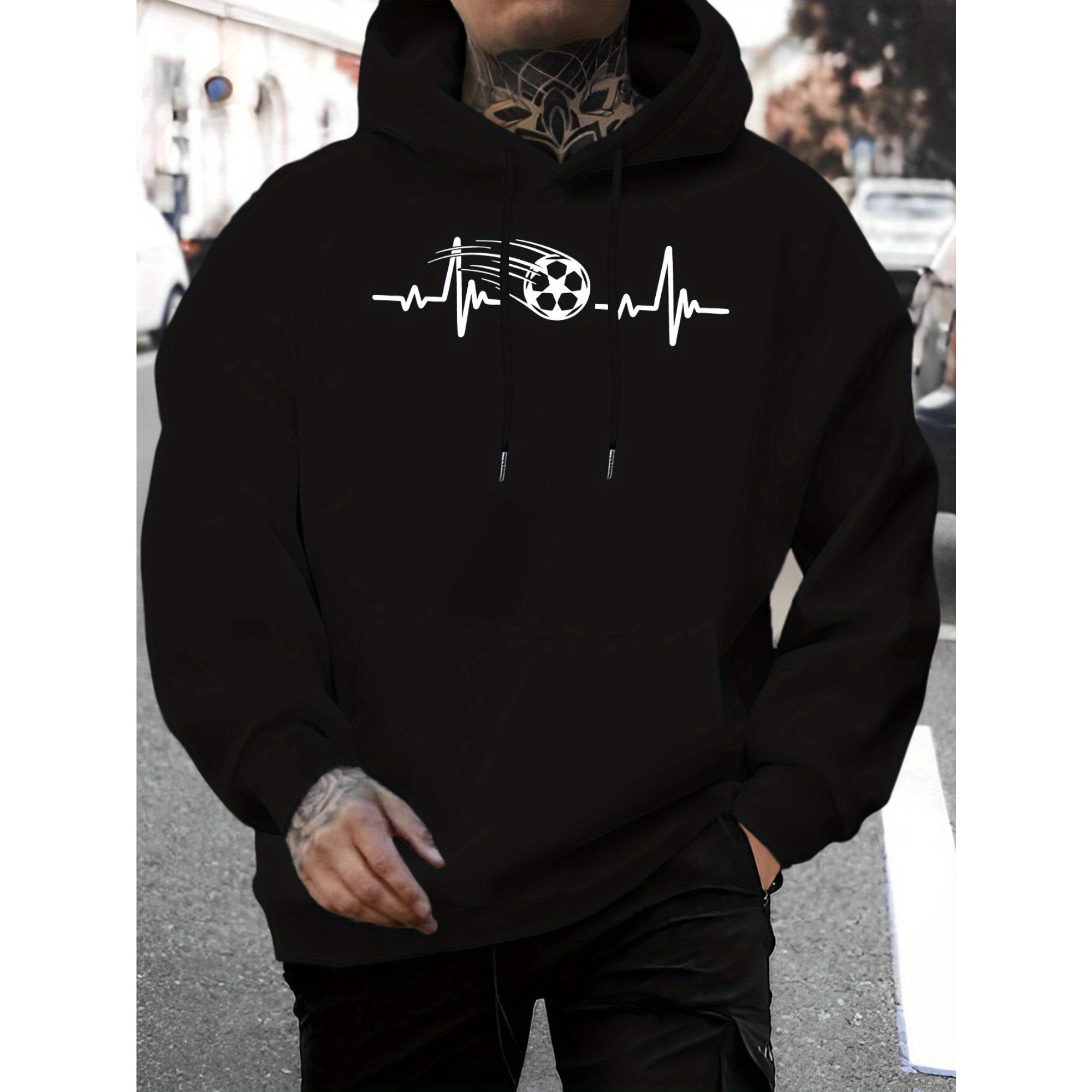 

Soccer Heartbeat Hoodie Football Fan Sweatshirt Graphic Pullover Streetwear Casual Sportswear Men Women 3XL