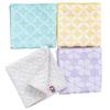 Imabari Towel Handkerchief Set of 4, Fleur, Made In Japan, 100% Cotton, Assorted Colors (Beige, Yellow, Mint, Lavender), 25x25cm