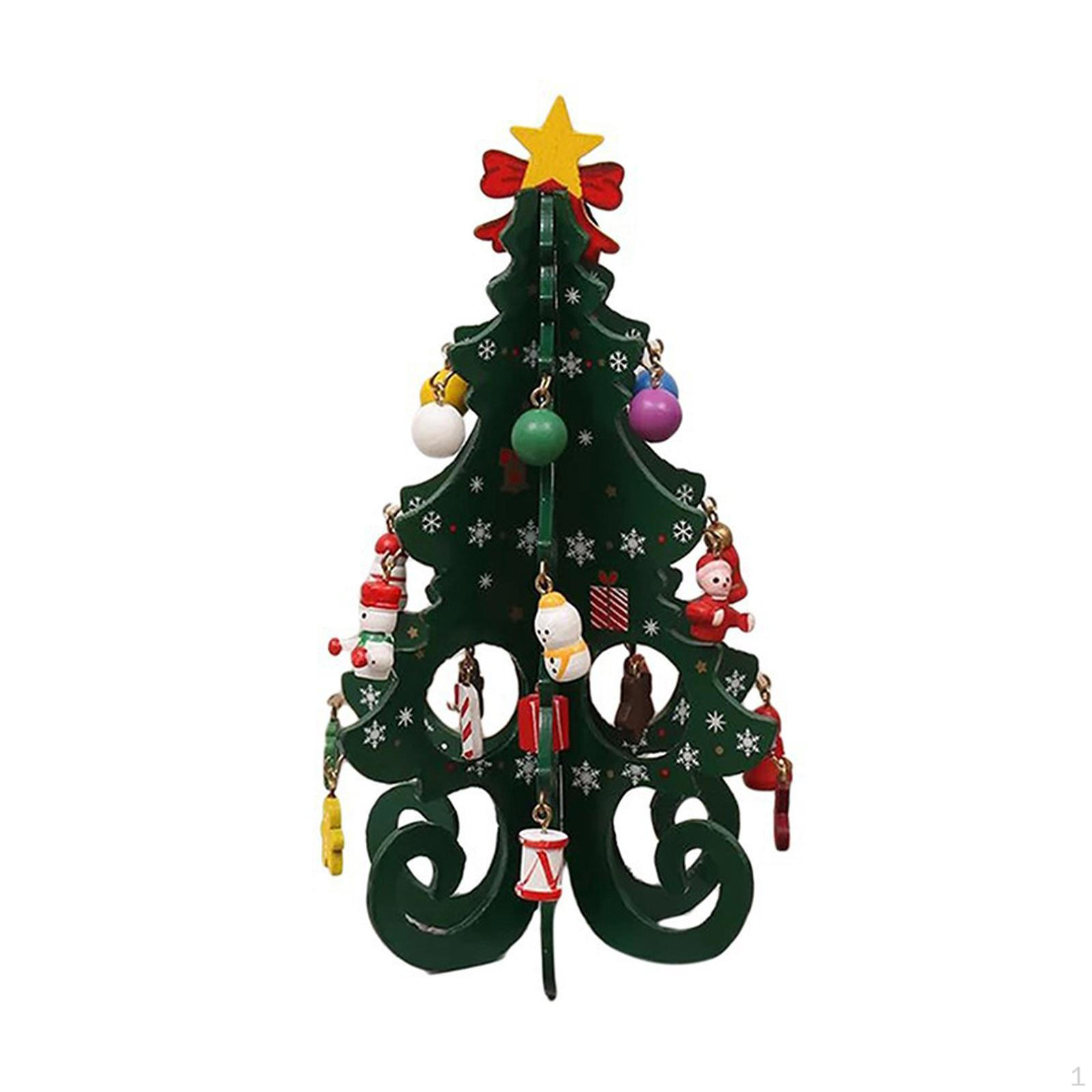 

Christmas Tree Desk Fireplace Craft Cabinet Decorative with Small Pendant Display Ornament for Party