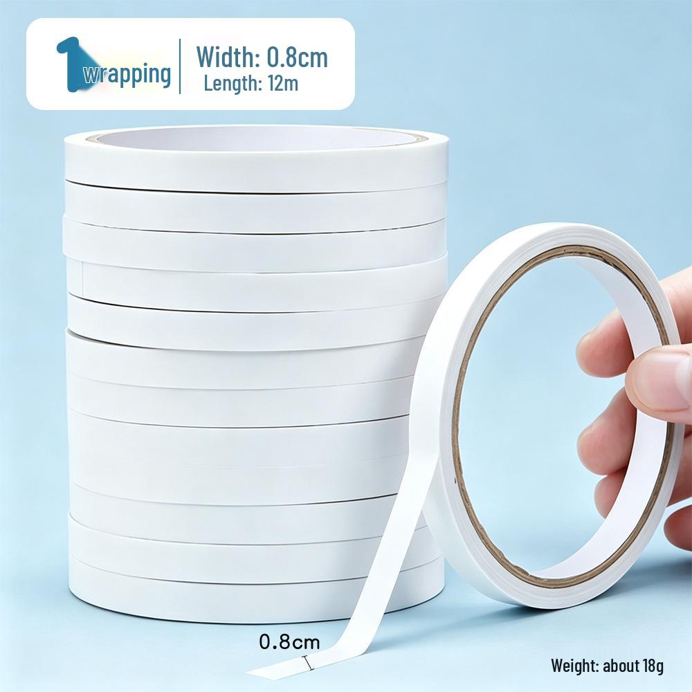 Thin Transparent Double-Sided Tape – 12m, High Viscosity for Office & Crafts