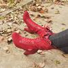 Botas de Mujer de Cuero con Encaje y Tacón Alto Invierno 2021