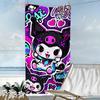 Kawaii Kuromi Graffiti Beach Towel - Purple Pink Cartoon Quick Dry Towel for Beach Vacation, Swimming & Pool Use