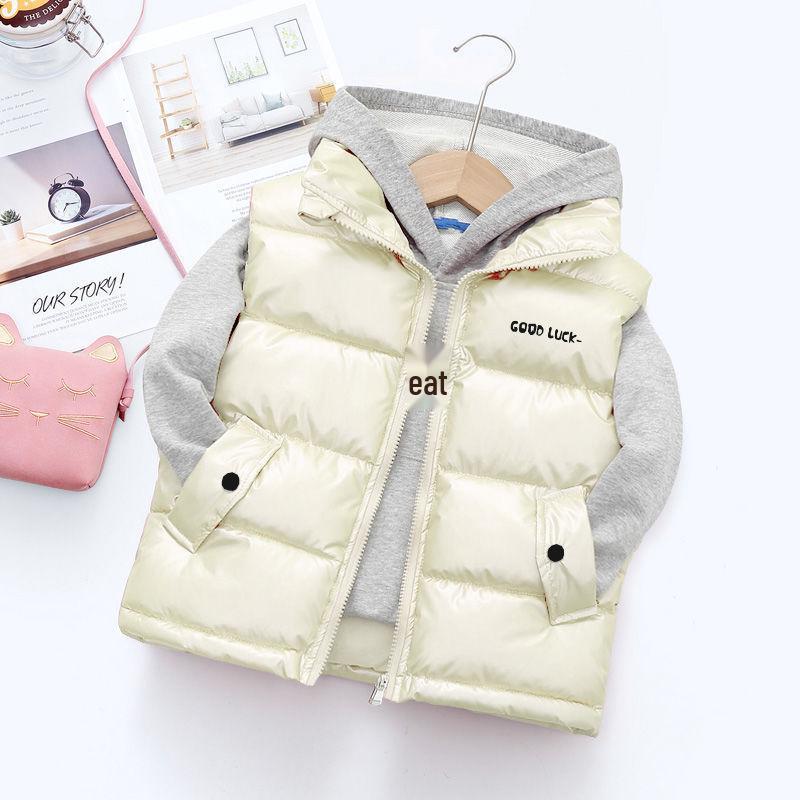 Waschfreie glänzende Daunenweste für Jungen und Mädchen mit Stehkragen - Herbst/Winter