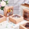 12pcs Folding Kraft Paper Cardboard Jewelry Gift Boxes with PVC Visible Window Square Khaki Color Storing Box
