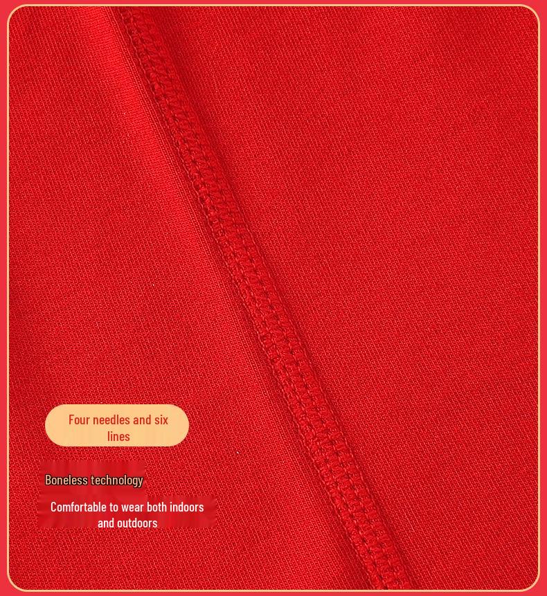 Teen Zodiac Year Warm Underwear Set: Boys' Bright Red & Girls' Year of the Horse Red Autumn Top and Pants