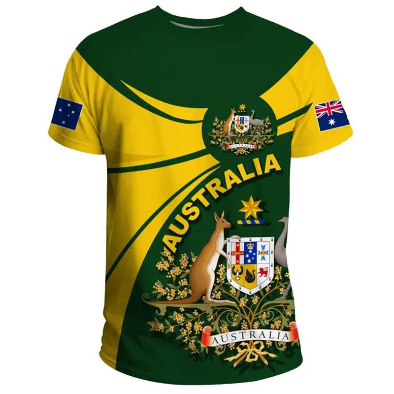 Australia's National Emblem Pattern 3D Digital Printing Cross-border New Men's Casual Short-sleeved T-shirt Factory Direct Sales