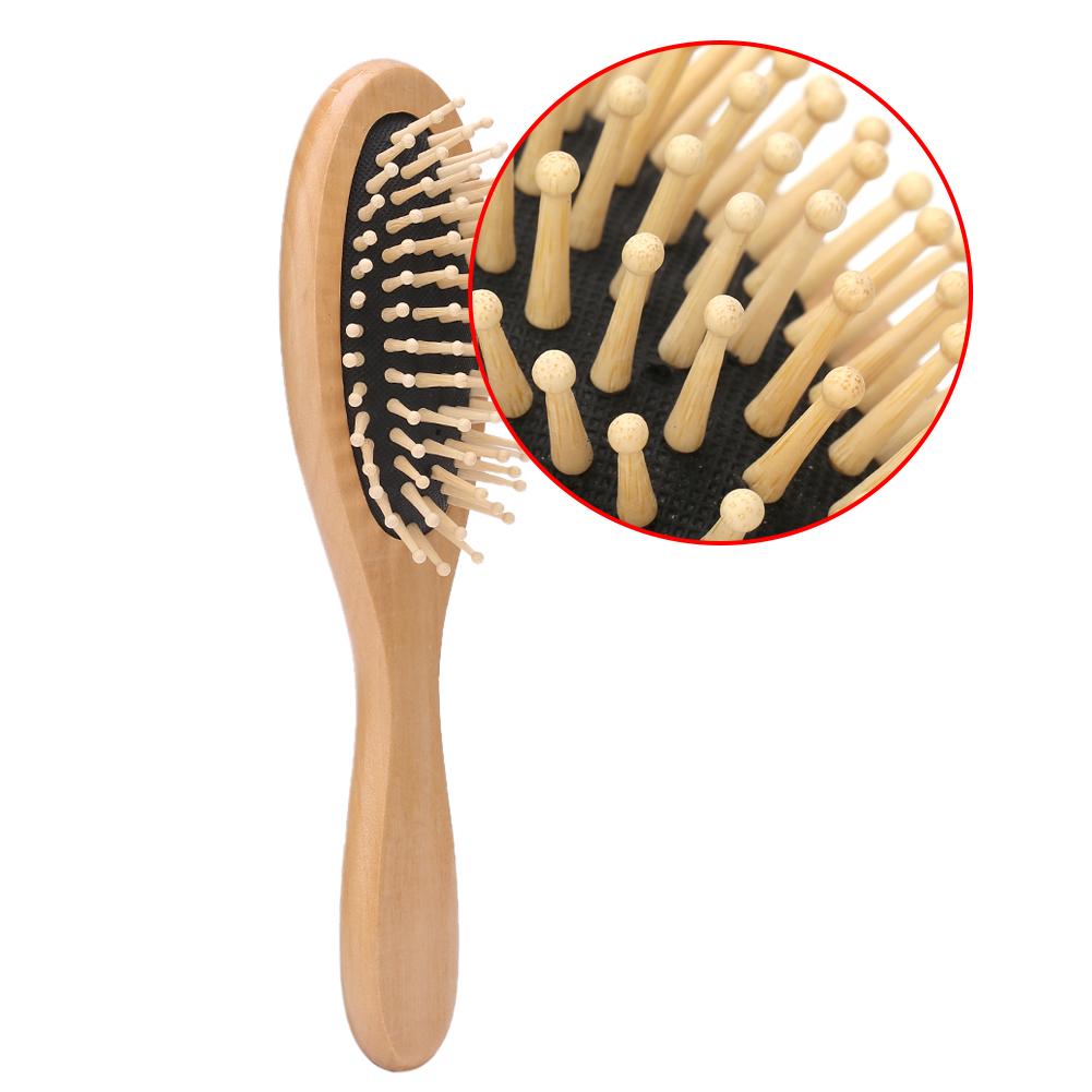 2 Colors Anti Static Natural Wooden Massage Hairbrush Comb Scalp Health Care Paddle Brush