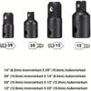 7pcs Impact Extension & Socket Adapter Set - 1/4", 3/8", 1/2" Hex Shank to Square Drive Converter Kit for DIY Home Improvement, Drill Bits