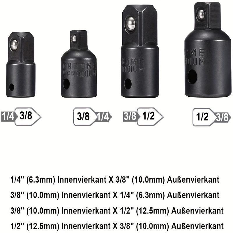 7pcs Impact Extension & Socket Adapter Set - 1/4", 3/8", 1/2" Hex Shank to Square Drive Converter Kit for DIY Home Improvement, Drill Bits