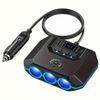 Auto-Zigarettenanzünder-Splitter-Ladegerät-Adapter 3 Steckdosen 120W USB 12V/24V Auto-Steckdosenverteiler Mit Spannungsüberwachung unabhängiger Schalter