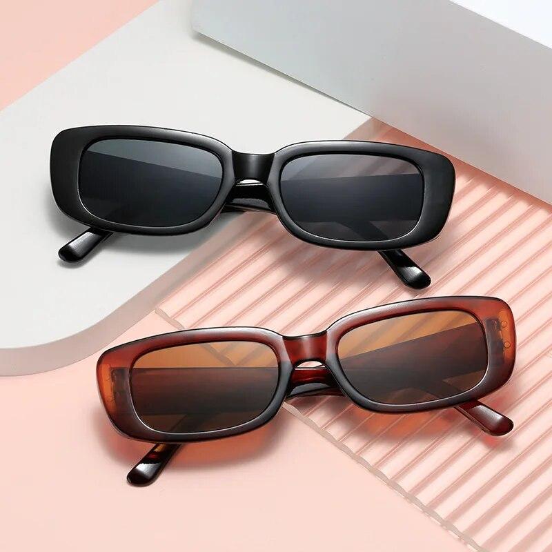 Women Small Rectangle Sunglasses Unisex Vintage Anti-glare UV400 Shades Eyewear Outdoor Riding Car Driving Eye Protection