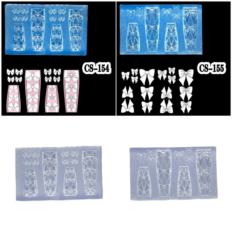 Reusable Silicone Bowknot Mold Transparent 3D Embossing Tool For Nail Decoration DIY Crafts Handmade Jewelry Accessories