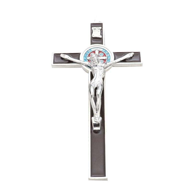 Pendentif Croix Suspendue en Métal Jésus Crucifix Ornement Catholique Artisanat pour Maison Église Chambre Décoration de Voiture Méditation