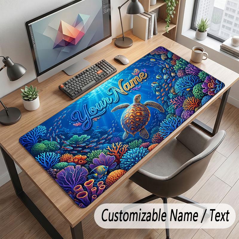 Octopus Sea Life Theme Customized Mouse Pad Personalized Print Name Text Desk Mat For Home Office Table Decor