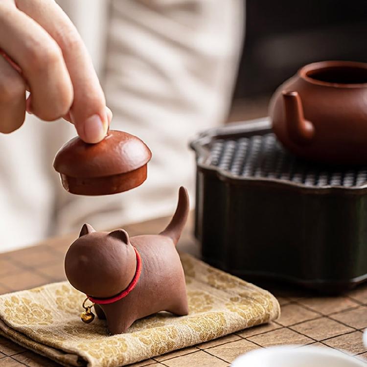 Handmade Cats Teas Pet Zisha Kung Fu Teas Set Accessories Teas Ornament Zisha Texture Suitable for Teas Enthusiasts Present