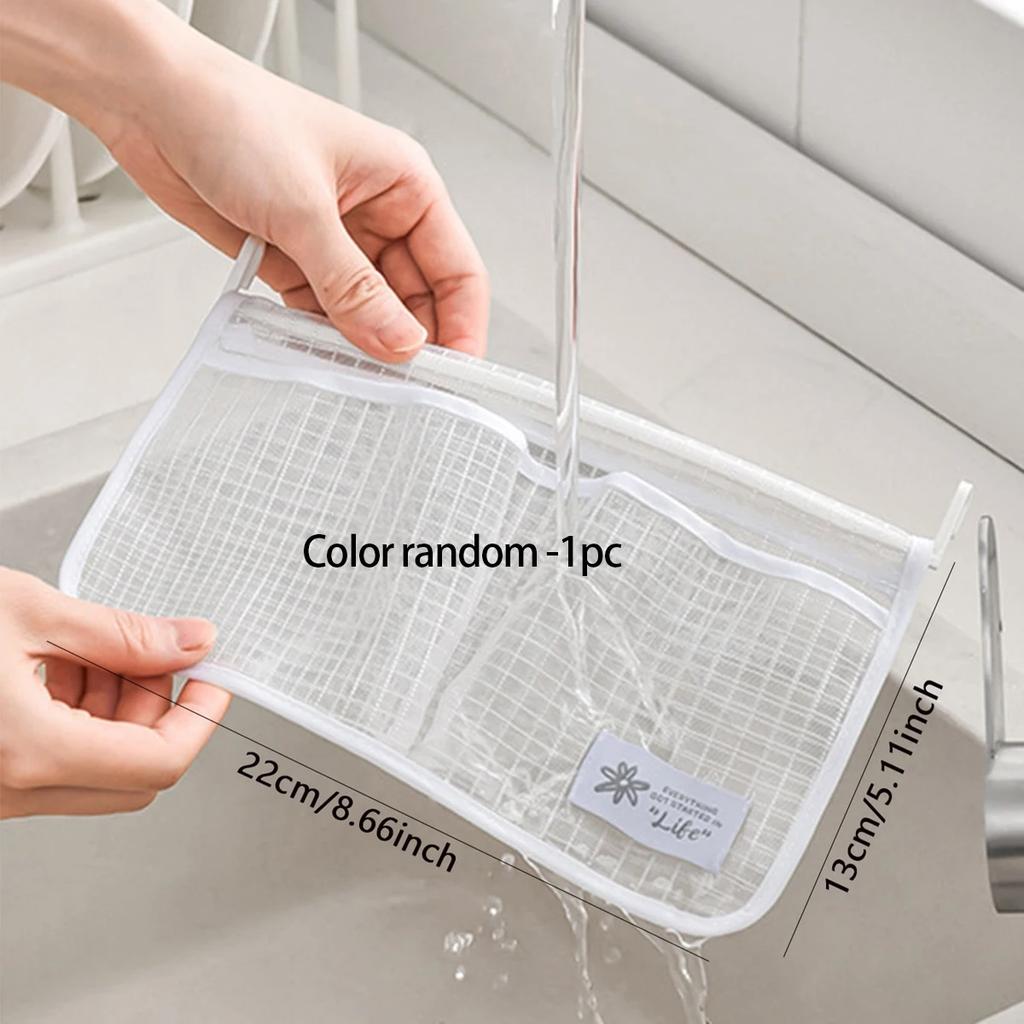 1pc-Refrigerator Storage Mesh Bag Hanging Household Classification Storage Bag Double Compartment  Storage Hanging Bag