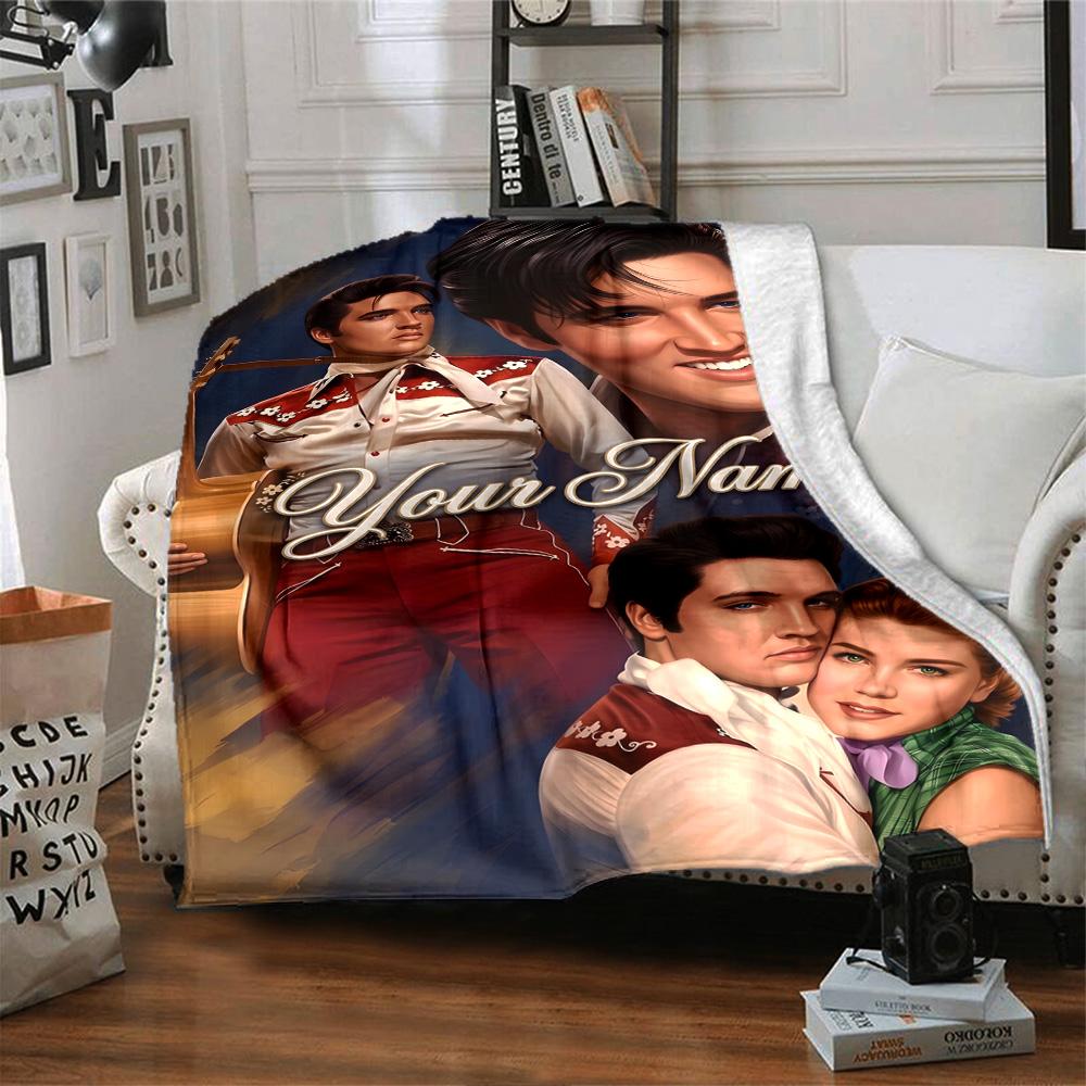 Elvis Presley Personalisierte Decke Überwurf Personalisierte Decke Langlebiger Komfort für Picknicks Wohnzimmer Sofa Nickerchen Vier Jahreszeiten Vielseitig
