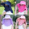Summer Sun Protection Wide Brim Hat With Removable Face Cover For Outdoor Travel Adults