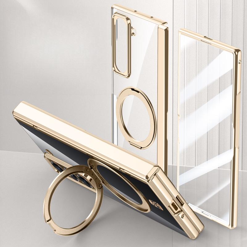 

Подходит для Samsung W25 Чехол для телефона Пленка Встроенная W25 Вращающаяся подставка Магнитное притяжение Прозрачное Гальваническое покрытие Полный пакет Защита от падений для мужчин Samsung W25