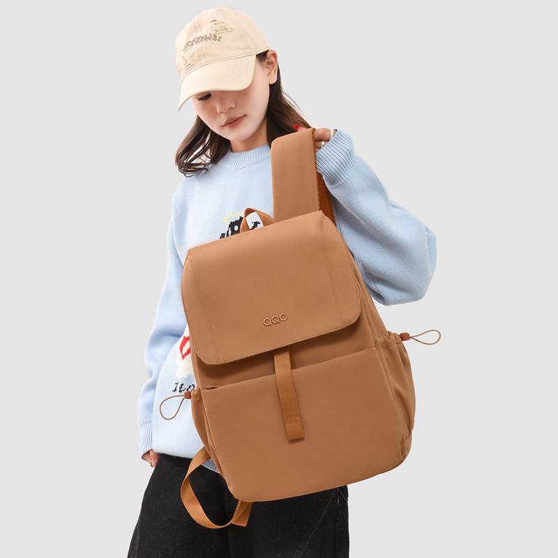 Minimalist Nylon Backpack for Women – Lightweight & Water-Resistant Design with Front Flap and Side Pockets, Perfect for Daily Use