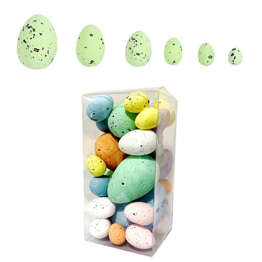 35pcs Colorful Painting Easters Eggs Handmade Seasonal Decoration Foam Spotted Eggs Ornament for Family Gatherings