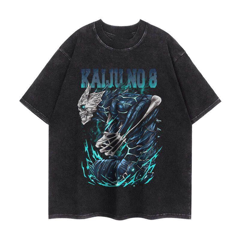 Anime Kaiju No. 8 Graphic T Shirt Men Washed Cotton Tshirts Manga Vintage T-shirt Harajuku Male High Quality Oversized Tops