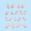 24pcs Glossy Short Coffin Press On Nails Pink French Style False Nails with Rhinestone Glitter Reusable Fake Nails