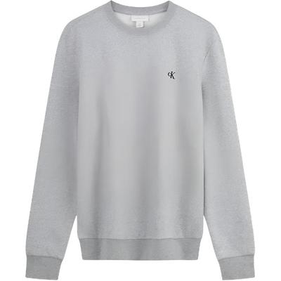 Solid Color Embroidered Letter Casual Round Neck Long Sleeve Sweatshirt Men Sweatshirt Coconut-Gray 40QM430-CVP