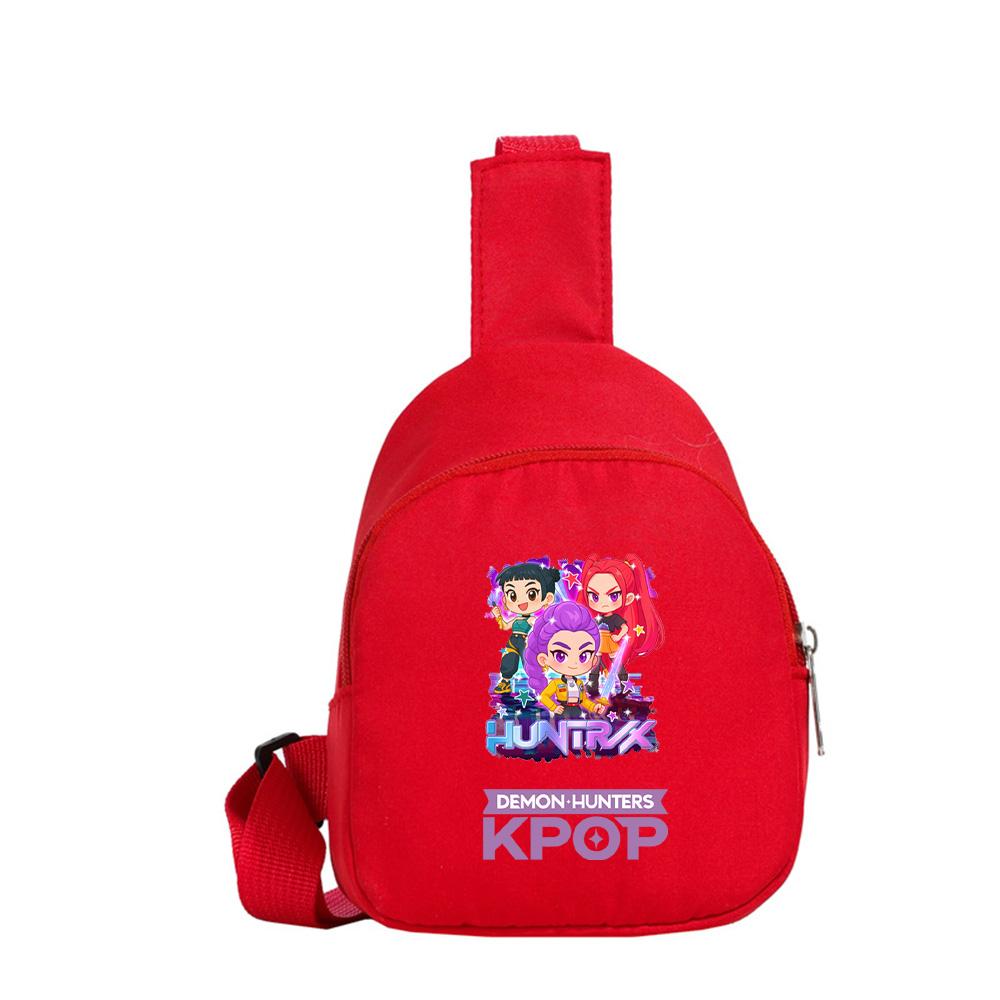 Anime Cartoon K-Pop Demon Hunters Printed Kawaii Chest Pack for Boy Girl Shoulder Bag Student Portable Crossbody Pouch Kid Gift