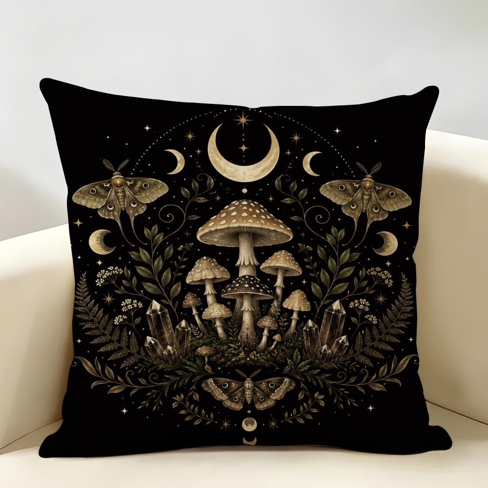 Halloween-Themed Moon And Witch Cushion Cover Durable Hypoallergenic Organic Linen Pillow Cover Washable Skin-Friendly