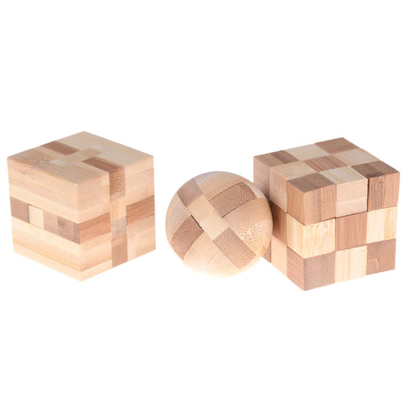 Iq Brain Teaser Kong Ming Lock Wooden Interlocking Burr 3D Puzzles Game Toy Gift