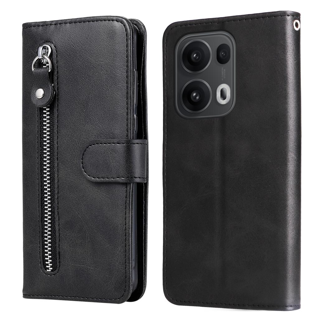 For Oppo Reno14 Pro 5G (China)/Oppo Reno13 Pro 5G/Oppo Reno14 Pro 5G (Global) PU Leather Cases with Zipper Pocket Wallet Phone Cover Stand