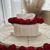 Crochet Knitted Rose Paper Bag Fashion Flower Tissue Box  For Girlfriend and Mom Gift