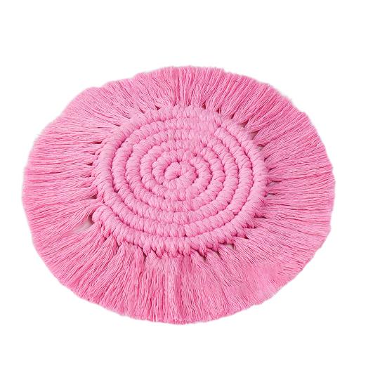 Cup Mat Highly Absorbent Braided Drink Coaster Solid Color Heat-Resistant Reusable Woven Coaster Cup Pad