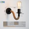 Lampă de perete din frânghie de cânepă de epocă Aplice de perete E27 Decor industrial Iluminat de interior Lampă de noptieră Sufragerie Agrement