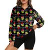 Women's Stand Collar Pullover Long Sleeve Top Christmas Print Sports Top