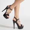 Summer Women Platform Heels Rhinestone 15CM Stiletto Heeled Sandals Ankle Buckle Nightclub Model Stage Ladies Shoes