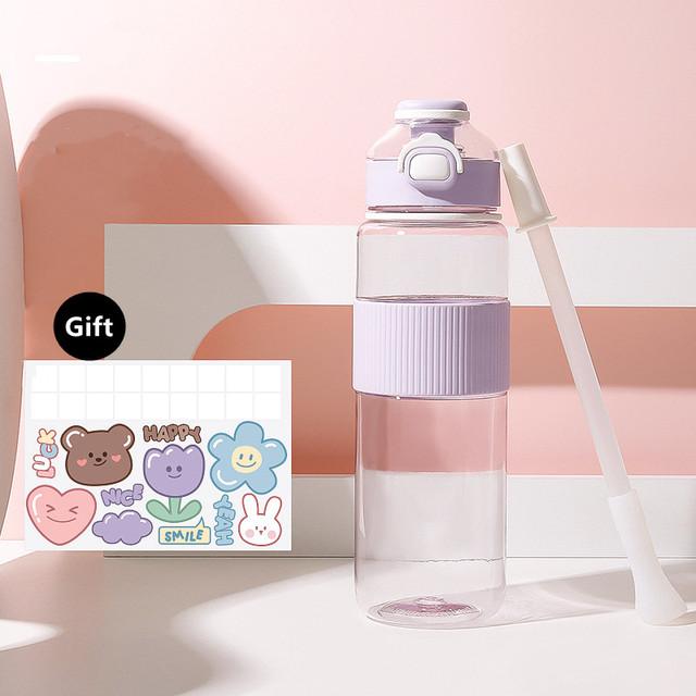 

1100 мл/720 мл модная бутылка для воды из здорового материала с соломинкой, большая емкость, спортивные пластиковые бутылки для питья, экологически чистые 720ml фиолетовый