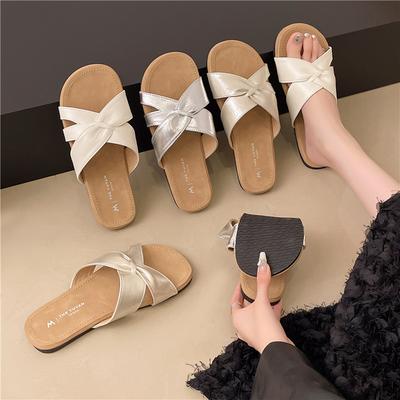 Popular Fairy Wind Cool Slippers Female Summer Wear 2025 New with Skirt Seaside Flat Beach One-word Slippers