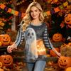 Women's Halloween Print Casual Neck Three-Quarter Sleeve Top for Holiday Party and Daily Wear