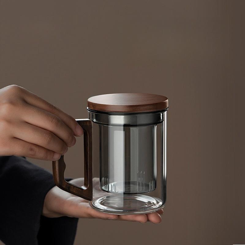 Household Glass Tea Cup Office Men and Women Glass Tea Brewer High Borosilicate Filter Tea Water Separation Three Piece Cup