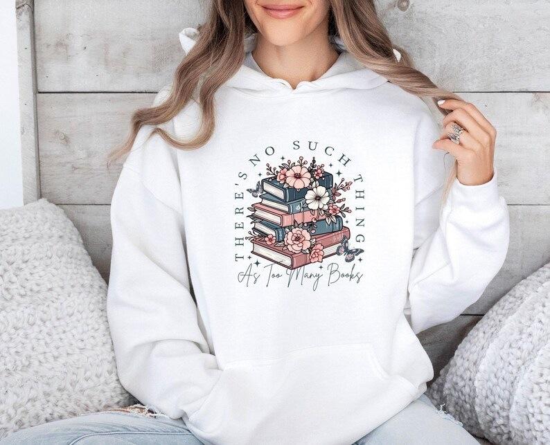 Autumn And Winter, Floral Book Pattern, Printed Long-Sleeved Top, Trendy Fashion Women'S Hooded Sweater