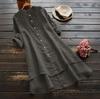 2021 Fall Cotton Linen Women's Long-Sleeve Solid Color Button-Down Shirt