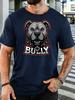 Pitbull Head With Bully Letter Unisexs Front Print T Shirt Cool Dog Graphic Tee Casual Short Sleeve Top Dog Breed Lover Gift