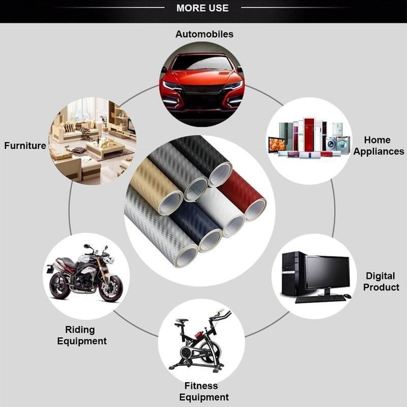 Practical Black Decal Car Roll Wrap Sticker Vinyl 3D Carbon Fiber DIY Film Sheet